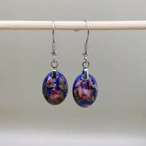 Komplet biżuterii - Kwiaty w Nocy ręcznie robiony zestaw z żywicy