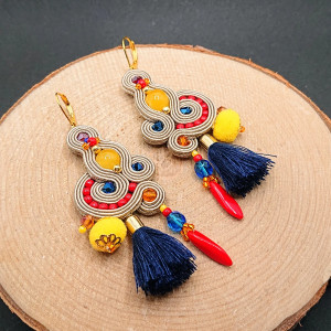 BEŻOWO-KOLOROWE KOLCZYKI SUTASZ W STYLU BOHO 13