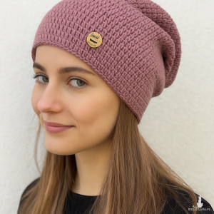 Czapka całoroczna przejściowa cienka bawełna S/M unisex brudny róż