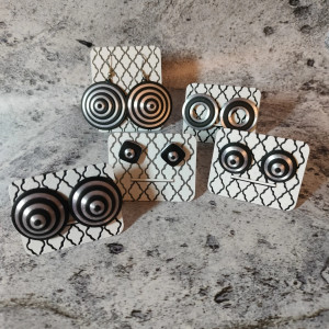 Zestaw kolczyków FORMA ONA czarno-srebrny