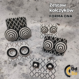 Zestaw kolczyków FORMA ONA czarno-biały