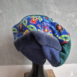 Czapka damska Smerfetka patchworkowa