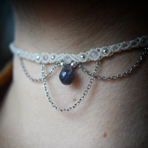 Choker mikro makrama. Kamień Naturalny - Lolit