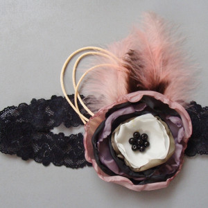 Koronkowa opaska z kwiatem styl Gatsby