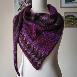 Wrzosy - szlachetna, miła, puchata oryginalna chusta z jedwabiem i merino