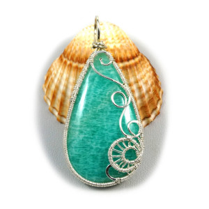 Amazonit, Srebrny wisior z Amazonitem, ręcznie wykonany, prezent dla niej, prezent dla mamy, prezent urodzinowy,