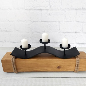 Świecznik drewniana belka