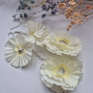 Kolczyki  kwiaty ecru
