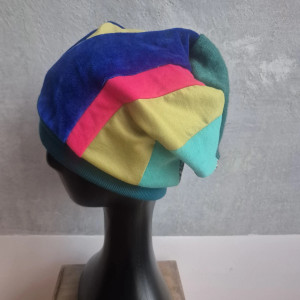 Czapka damska Smerfetka patchworkowa