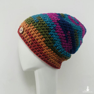 Kolorowa gruba czapka smerf ręcznie robiona