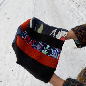 Czapka damska Smerfetka patchworkowa