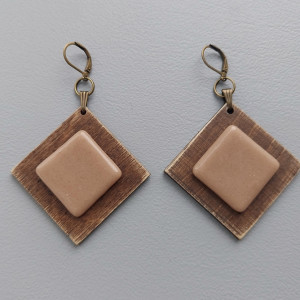 Kolczyki romby beżowe