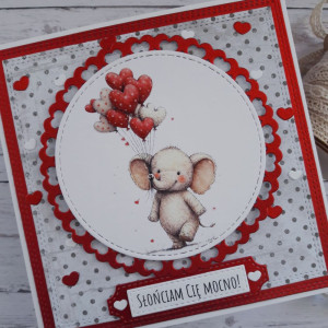 Kartka na walentynki ze słoniem, nietypowy napis