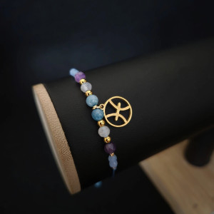 Bransoletka Zodiakalna Ryby ze złotą zawieszką