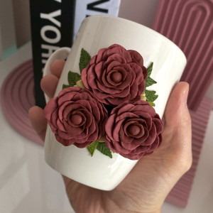 Ceramiczny kubek z dekorem - Wieczne Róże na Dzień Babci / na prezent