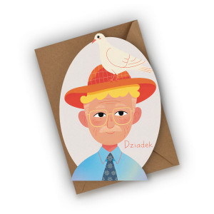 Kartka na Dzień Dziadka- Dziadek z gołębiem