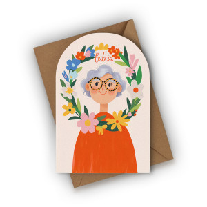 Kartka dla Babci- Babcia w kwiatach