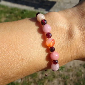 Bransoletka Agat Granat Alashan Rękodzieło