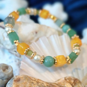 wiosenna bransoletka z bursztynem i awenturynem