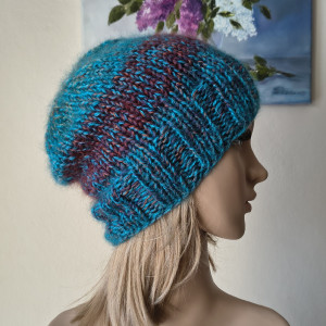 Jezioro - miła, ciepła czapka z merino i jedwabiem