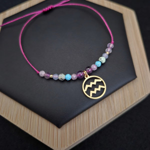 Bransoletka Zodiakalna Wodnik - wersja ze złotem