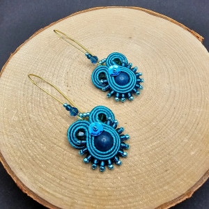 Turkusowe kolczyki sutasz z jadeitami