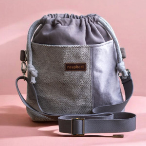 Szara listonoszka z kominem patchwork plecionka