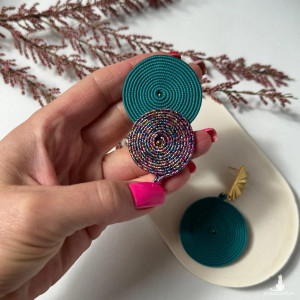 Kolczyki asymetryczne granat + multikolor