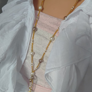 Naszyjnik Perły Szklane Długie