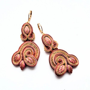 Almond Leaves kolczyki sutaszowe