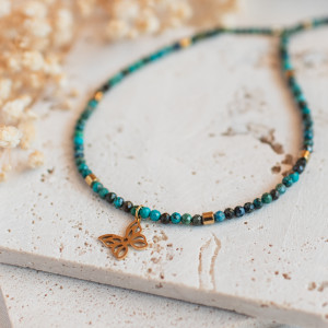 Naszyjnik azuryt z motylem