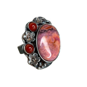 Srebrny pierścień z agatem koronkowym - ciepło barw a1153