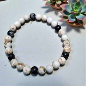 Bransoletka ochrony i spokoju -obsydian z howlitem