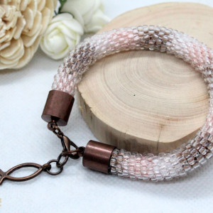 cieniowana brązowa bransoletka z drobniutkich koralików