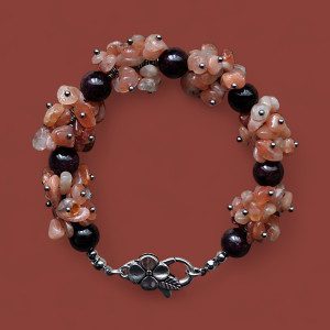 Bransoletka "Ogień i Radość" z kamieni słonecznych i granatów