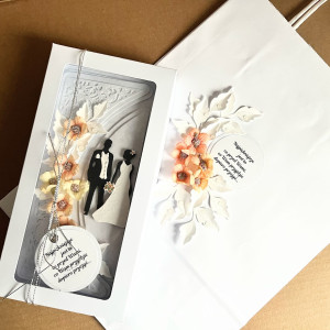 357,Kartka w pudełku na ślub z torebką -Młoda Para