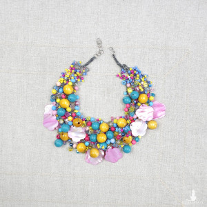 7009 Kolorowy Naszyjnik Boho z Masą Perłową