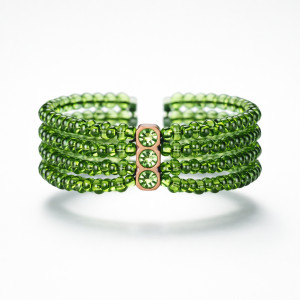 Bransoletka Zielone Cyrkonie W Mosiężnej Oprawie