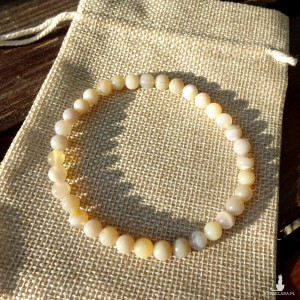 Bransoletka męska Agat szary z beżem kamień naturalny