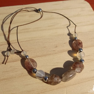 Bransoletka Kwarc rutyl Agat dendrytowy szary kamienie naturalne