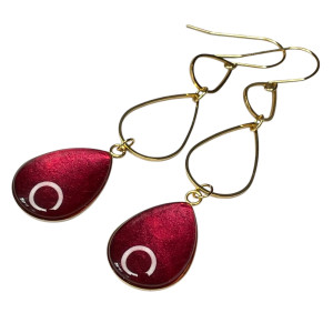 Złocone kolczyki z bordowymi kroplami Vittoria e56/40