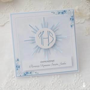 Zaproszenia na komunię dla chłopca niebieskie