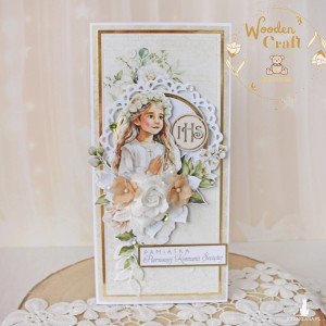 Kartka komunijna pamiątka pierwszej komunii świętej "Simple Story" GOTOWA