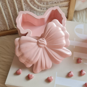 Pojemnik z gipsu różowa kokardka