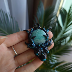 Naszyjnik Jelonek z amazonitem, idealny na prezent, magic, fantasy, goblincore