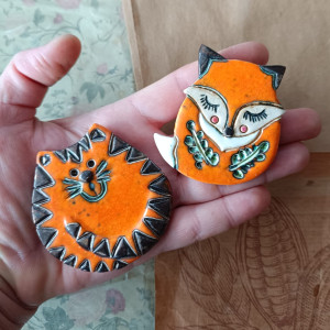 Oranżowy kot i lis magnesy