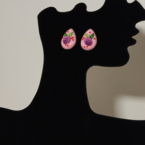 Ręcznie haftowane kolczyki  DLA ZUZANNY  stal szlachetna