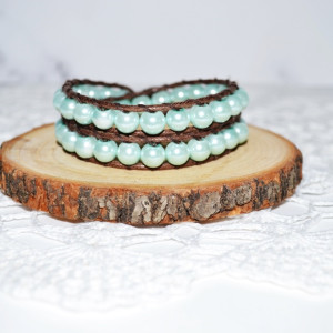 Bransoletka wrap zielony pastel