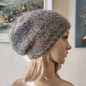 Bardzo ciepła, puchata, szlachetna czapka z jedwabiem i merino