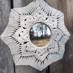 Boho makramowa mandala z lusterkiem LEŚNE ECHO